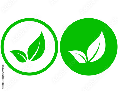 round icon with leaf
