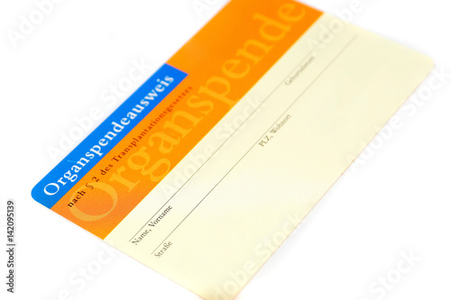 Organ donor card