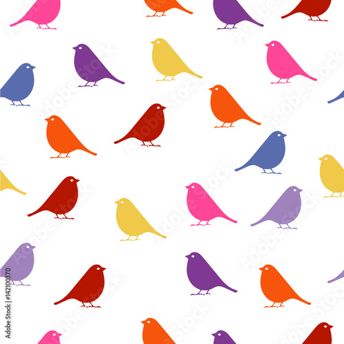 Birds. seamless baby background with colour birds.