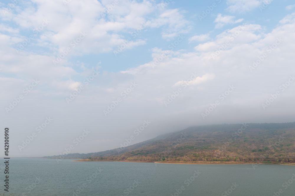 Mountains reservoir lake at Lamtakhong Dam Nakhon Ratchasima Province, Thailand