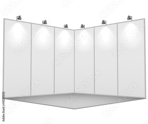 Fotografia, Obraz Blank white exhibition stand 3x3 sections vector template.