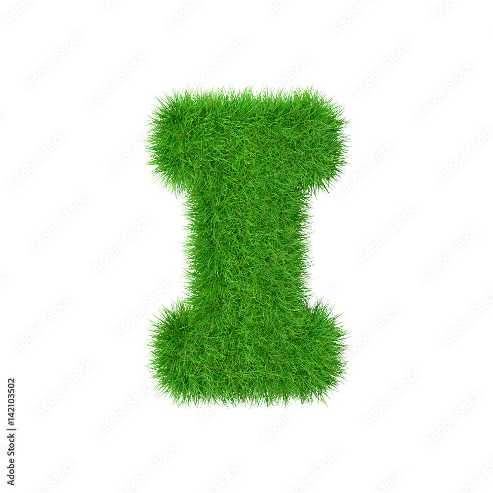 Grass letter I isolated on white, 3d illustration. Grass letter I isolated on white, 3d illustration.