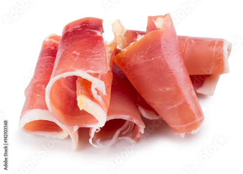 ham slices isolated on a white background