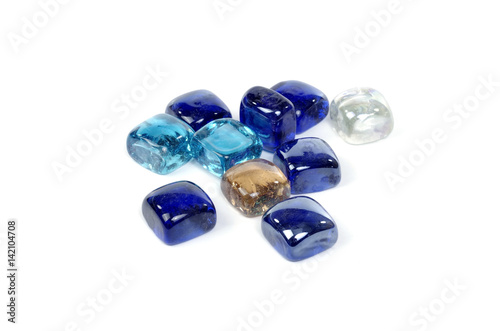 Glass decorative stones on white background