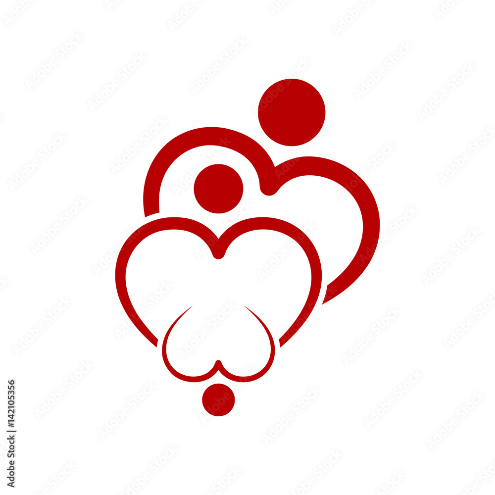 Family care symbol in the heart shape. Vector illustration. Family care symbol in the heart shape. Vector illustration.