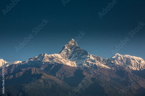 View to Machhapuchhre mountain in Nepal photo