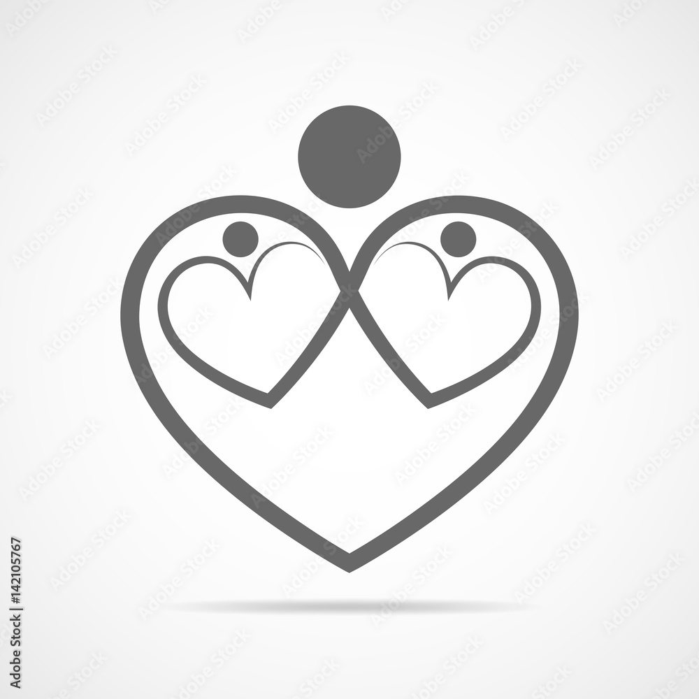 Family care symbol in the heart shape. Vector illustration. Family care symbol in the heart shape. Vector illustration.
