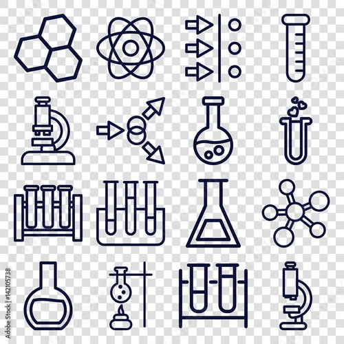 Set of 16 scientific outline icons