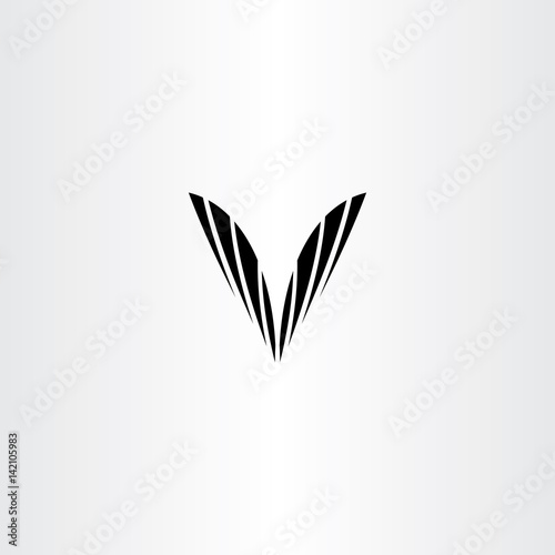 black v letter symbol vector clip art