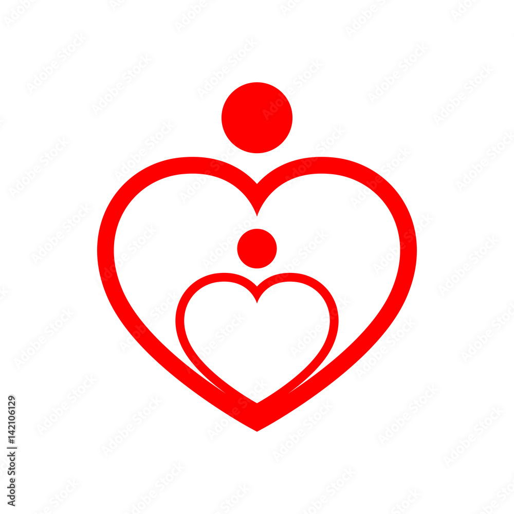 Family care symbol in the heart shape. Vector illustration. Family care symbol in the heart shape. Vector illustration.