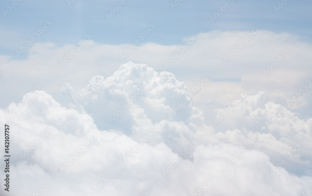 white bright cotton clouds background with blue sky Stock Photo