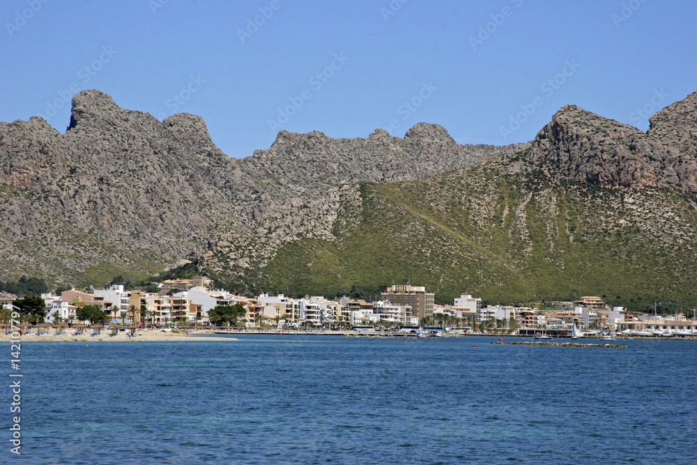 View of port de Pollença, Mallorca, Balearic Islands, Spain, Europe