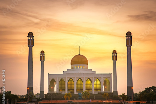 Beautiful mosque in sunset