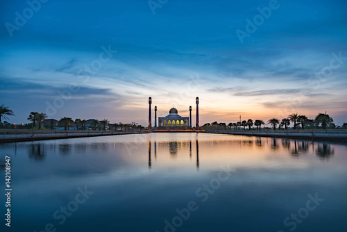 Beautiful mosque in sunset
