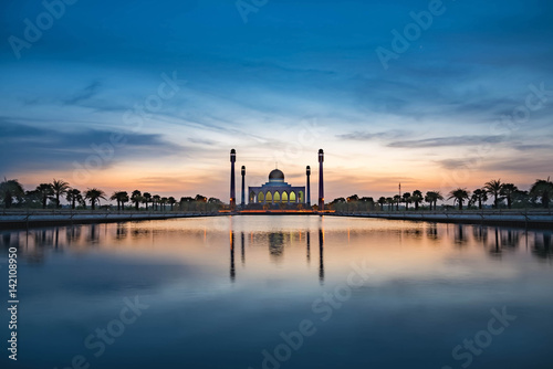 Beautiful mosque in sunset