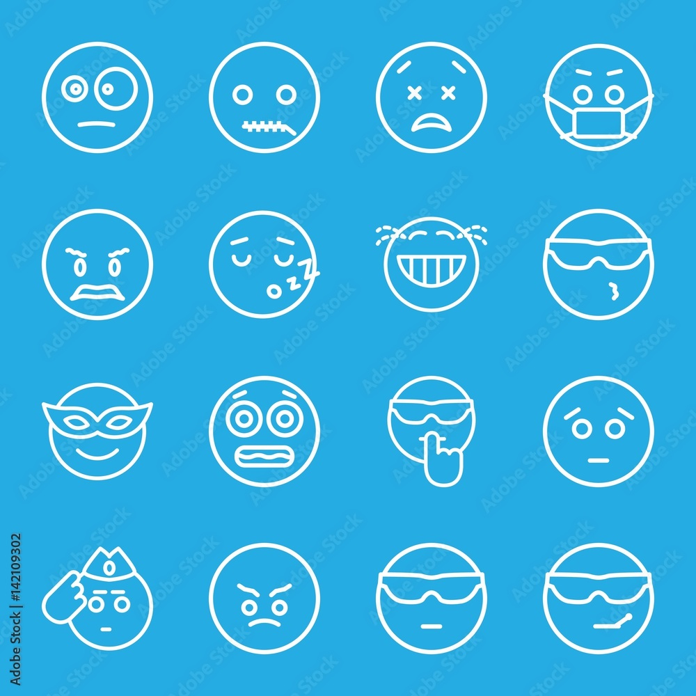 Set of 16 expression outline icons