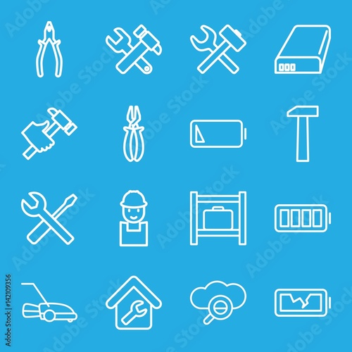 Set of 16 maintenance outline icons