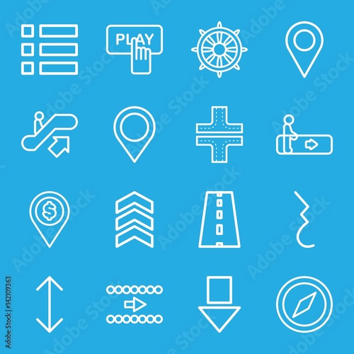 Set of 16 navigation outline icons