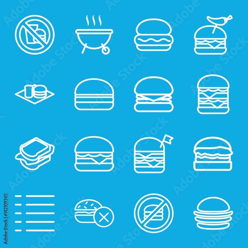 Set of 16 burger outline icons