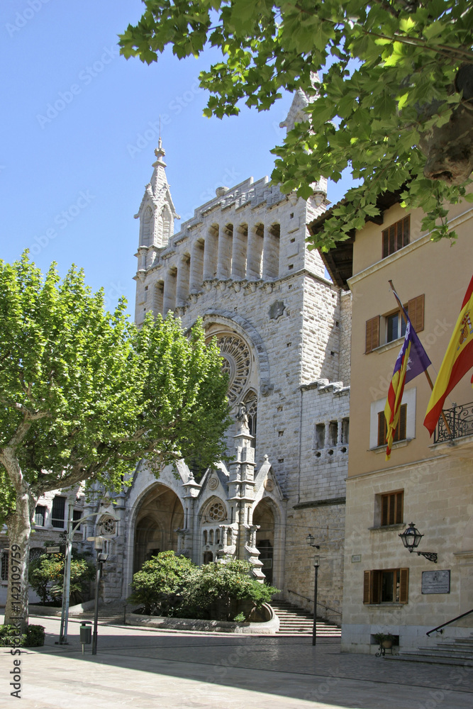 Church of Sant Bartomeu and Town Hall in Soller, Mallorca, Balearic Islands, Spain, Europe