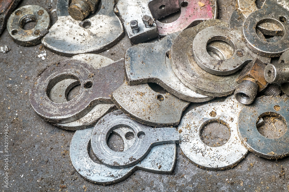 small metal parts produced in a factory small metal parts produced in a factory