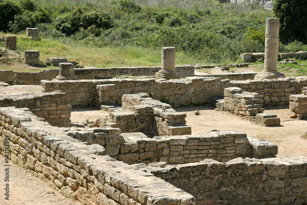 Roman archaeological field in Alcudia, Mallorca, Balearic Islands, Spain, Europe