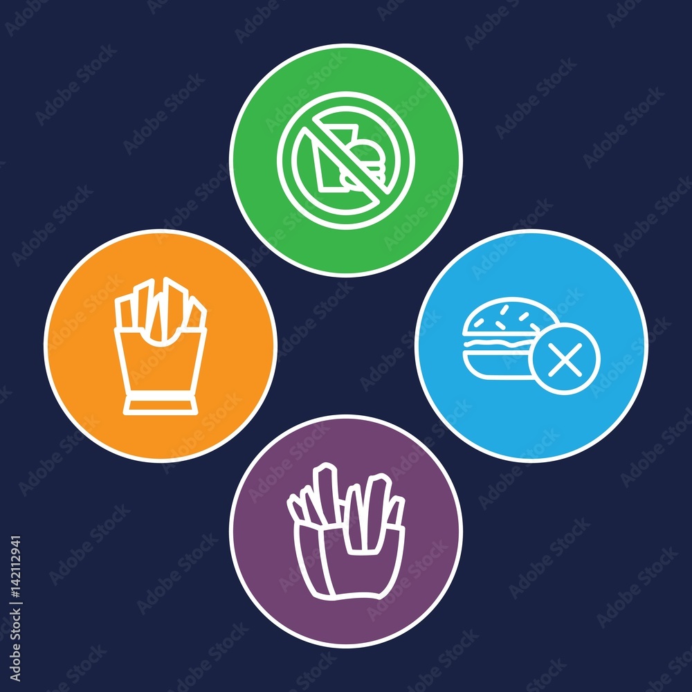 Obraz premium Set of 4 fastfood outline icons