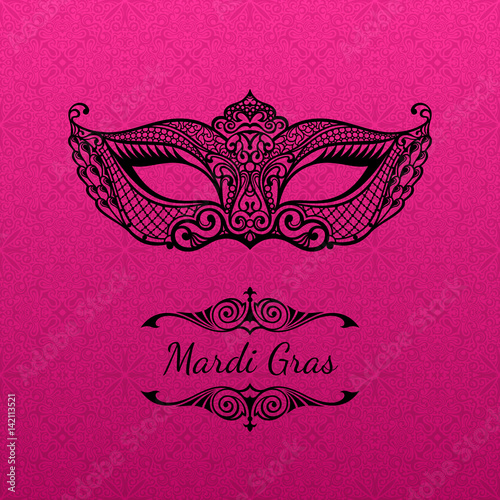 Beautiful mask of lace. Mardi Gras vector background