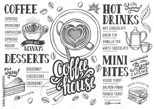 Coffee menu restaurant  food template.