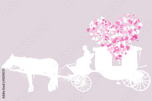 Wedding card with vintage carriage
