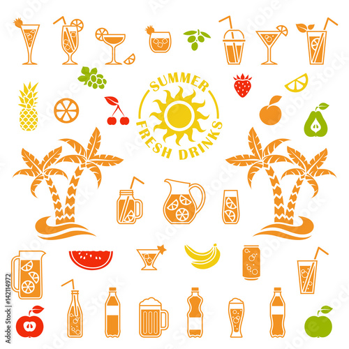 Vector icons of summer drinks