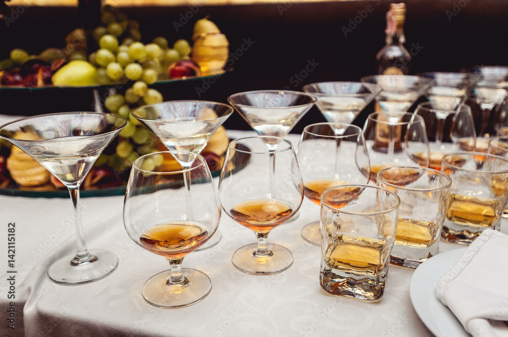 Beautiful row line of martini on a party Beautiful row line of martini on a party