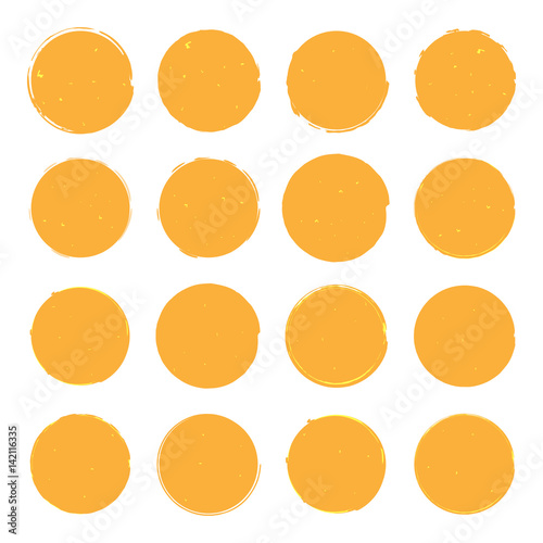 Vector illustrations of sixteen different golden grandee round shapes suitable for creating icons