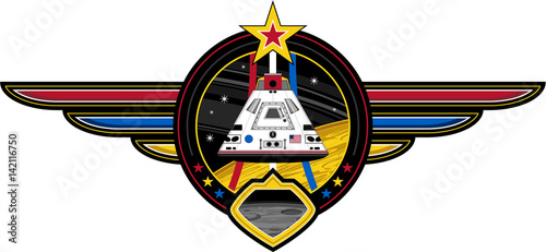 Cartoon Space Capsule Badge