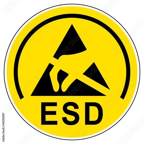 esds3 ElectroStaticDischargeSign esds - German / Elektrizität Gefahrenzeichen: Dreieck - ESD Geschützter Bereich - english / static electricity hazard sign: triangle - esd protected area - xxl g5145 photo