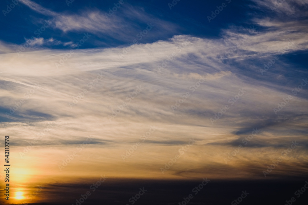 Sky with clouds at sunset
