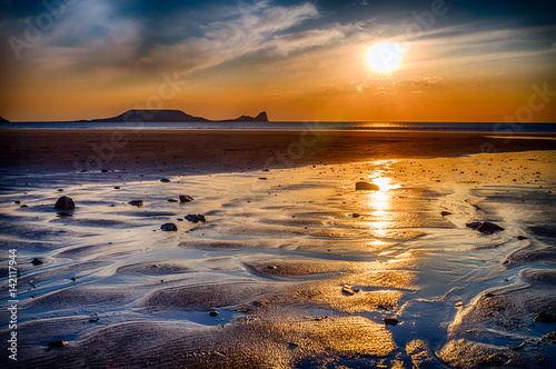 Worm's Head Rhosilli at sundown photo