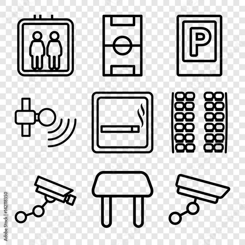 Set of 9 area outline icons