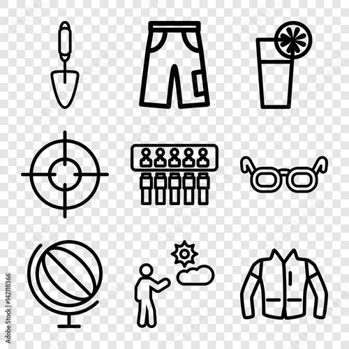 Set of 9 modern outline icons