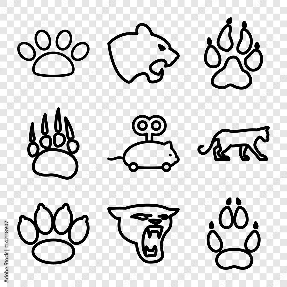 Set of 9 cat outline icons Set of 9 cat outline icons