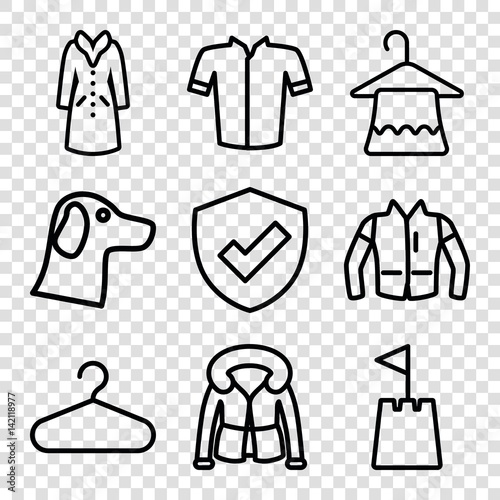 Set of 9 coat outline icons