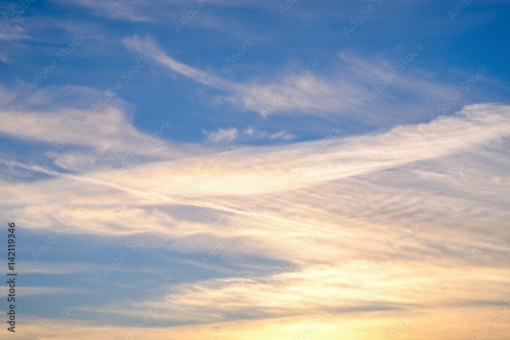 Sky with clouds at sunset
