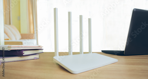 wireless router on living room at home