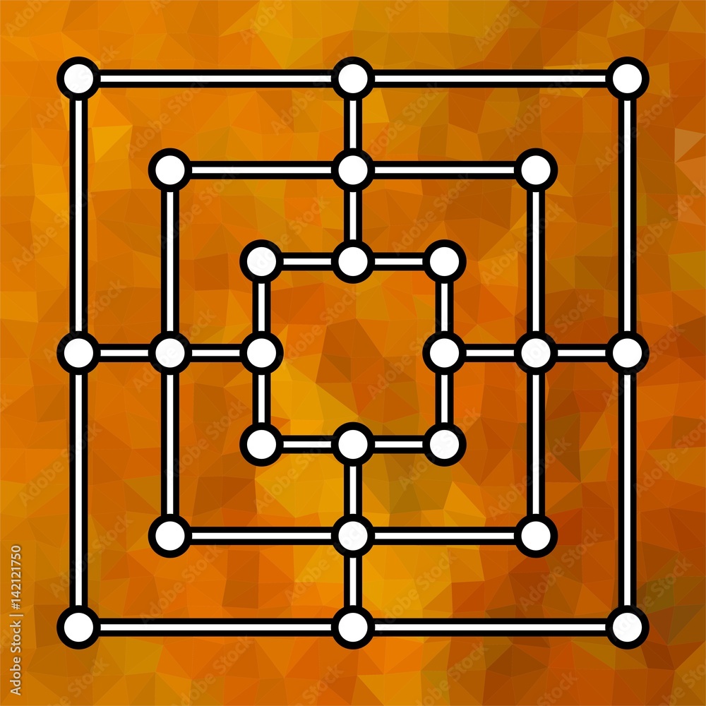 Vector board for a family chinese game Mill on a brown colored background Vector board for a family chinese game Mill on a brown colored background
