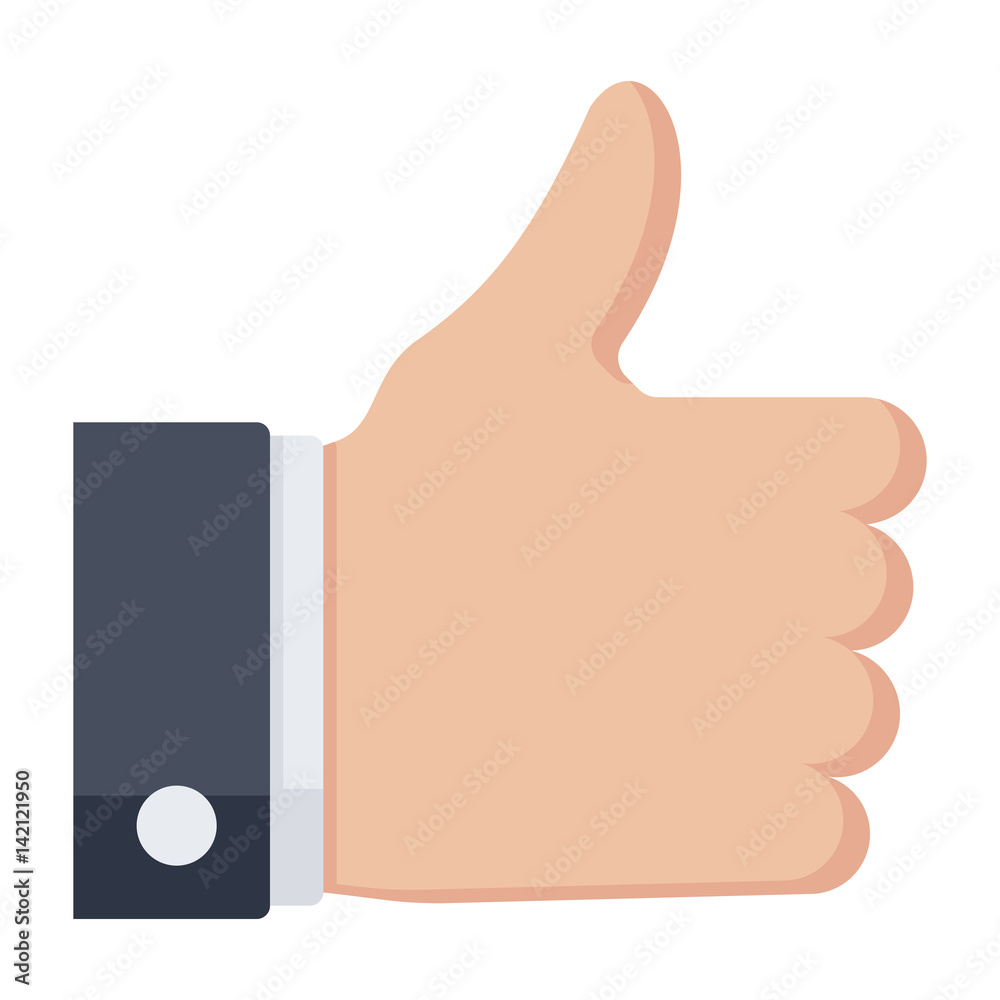 Thumbs up or Like icon, vector illustration in flat style