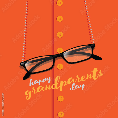 Happy Grandparents day reading glasses and sweater greeting card design. EPS 10 vector.