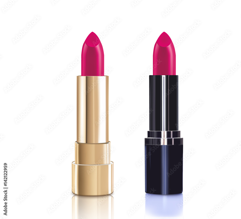 Beautiful different lipsticks. Makeup realistic cosmetic vector illustration isolated on white. Beautiful different lipsticks. Makeup realistic cosmetic vector illustration isolated on white.
