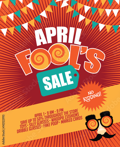 Slika na platnu April Fools Day Sale bunting and burst marketing template with copy space