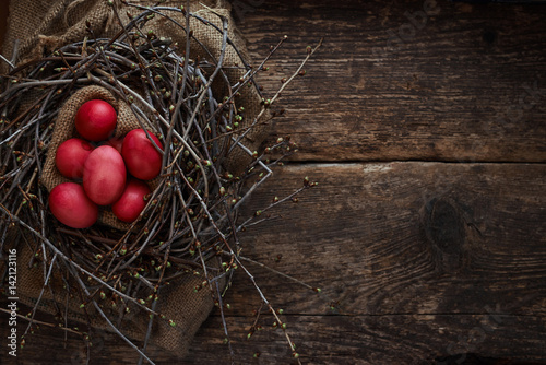Easter eggs of red color