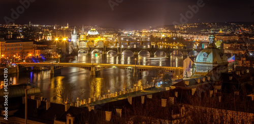 Prague  the river Vltava at night
